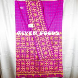 A143 KAIN TAPIS KOTAK BUNGA BAHAN PINK BENANG PLINTIR KACA TANEM
